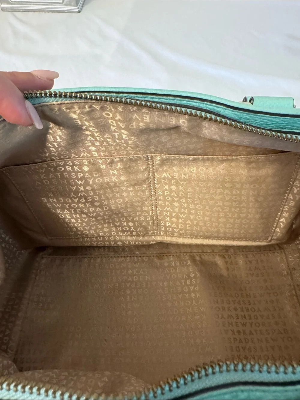 kate spade - Robins egg blue pebble leather shoulder bag with detachable strap